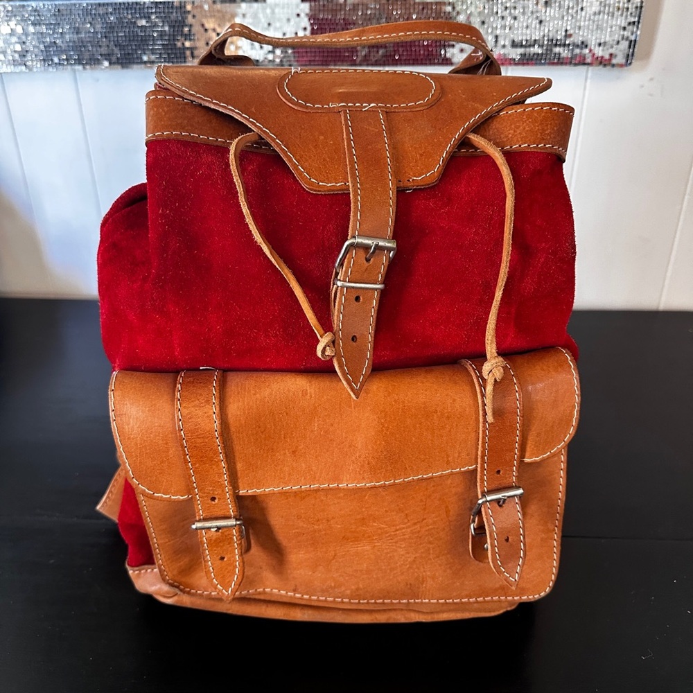 Brown Leather & Red Suede NWOT - MINT condition Vintage
